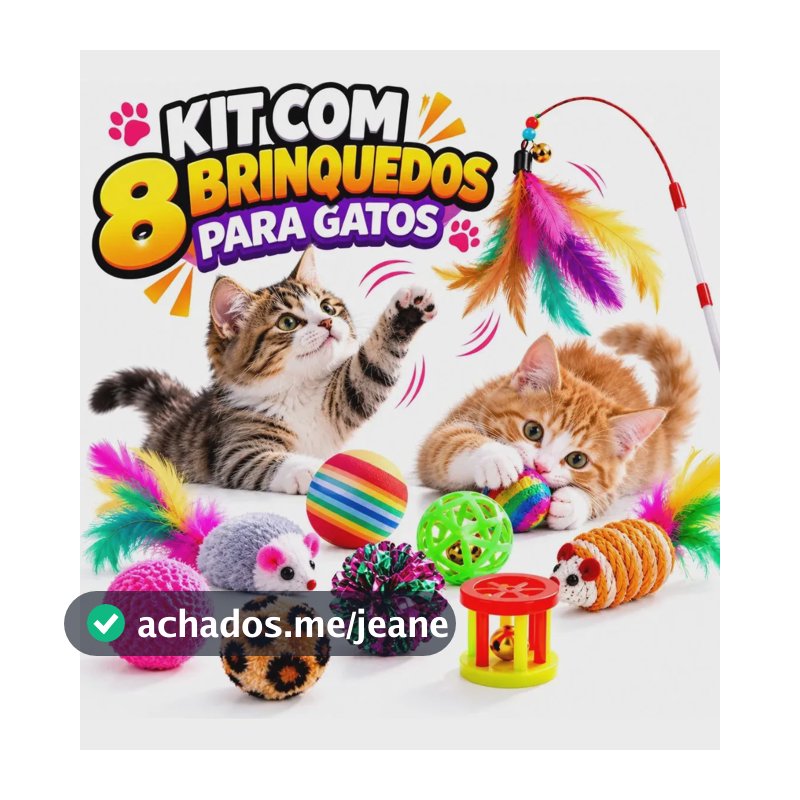 Kit 8 Brinquedos Interativos Para Gato Com Varinha Diversão
