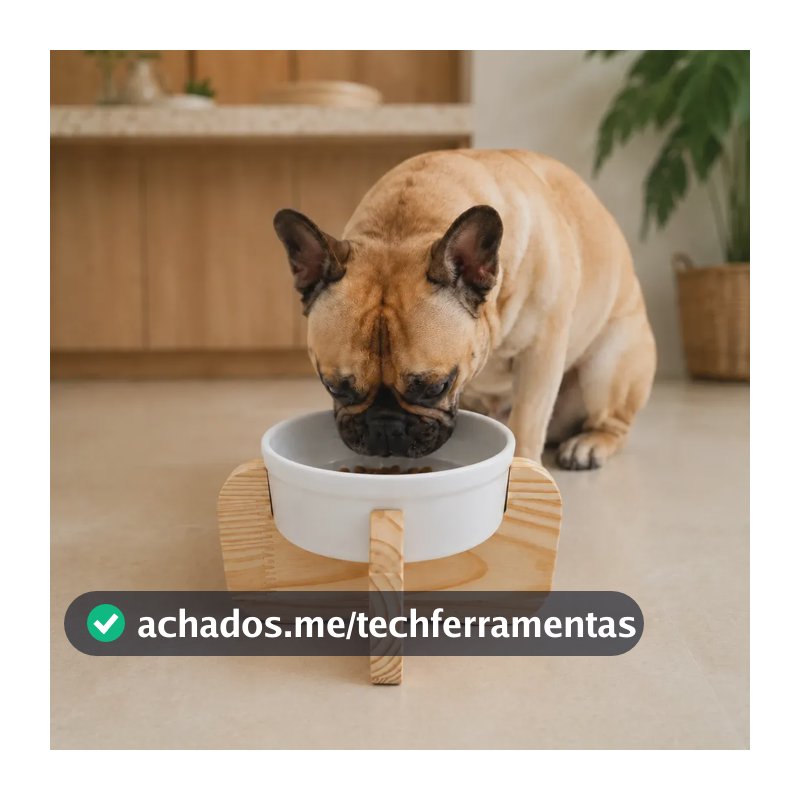Comedouro Elevado Mádela Para Cachorro E Gato Com Porcelana Porte P E M