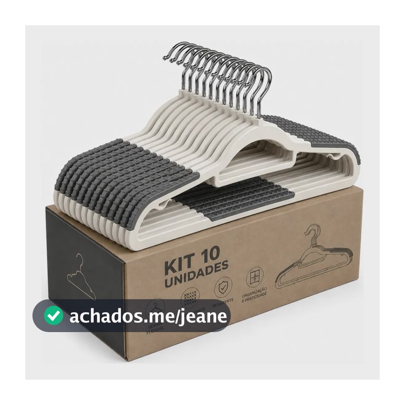 Cabides Adulto Antideslizante Para Roupas Kit 10 Unidades Cor Cinza