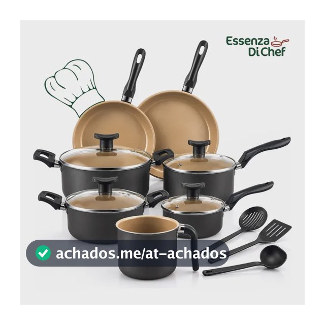 Conjunto Panelas Antiaderente 10 Peças Teflon Várias Cores Preto Com Beje