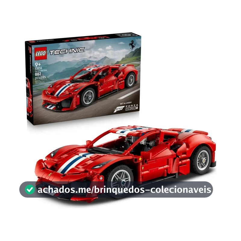 Lego Technic Ferrari 488 Pista - 42235 com 882 peças