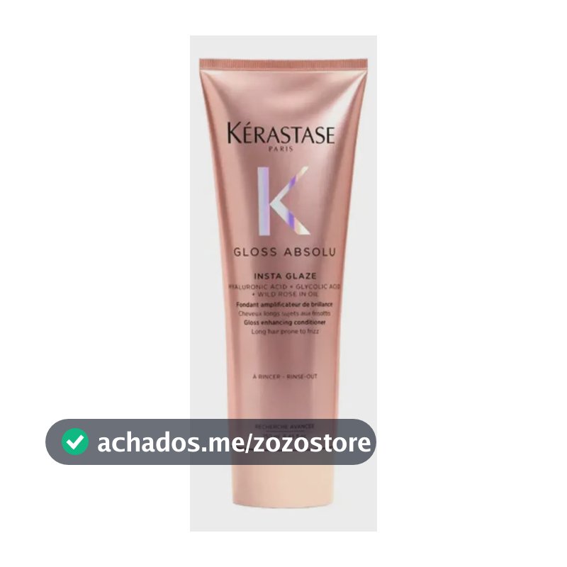 Kérastase Gloss Absolu Insta-Glaze Condicionador Hidratante Anti-Frizz Potencializador De Brilho com Ácido Hialurônico, Ácido Glicólico e Óleo de Rosa Silvestre Para Cabelo Longo, 250 ml