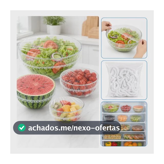 Kit 200 Tampa Descartável Para Alimentos Elástica Vedação Transparente