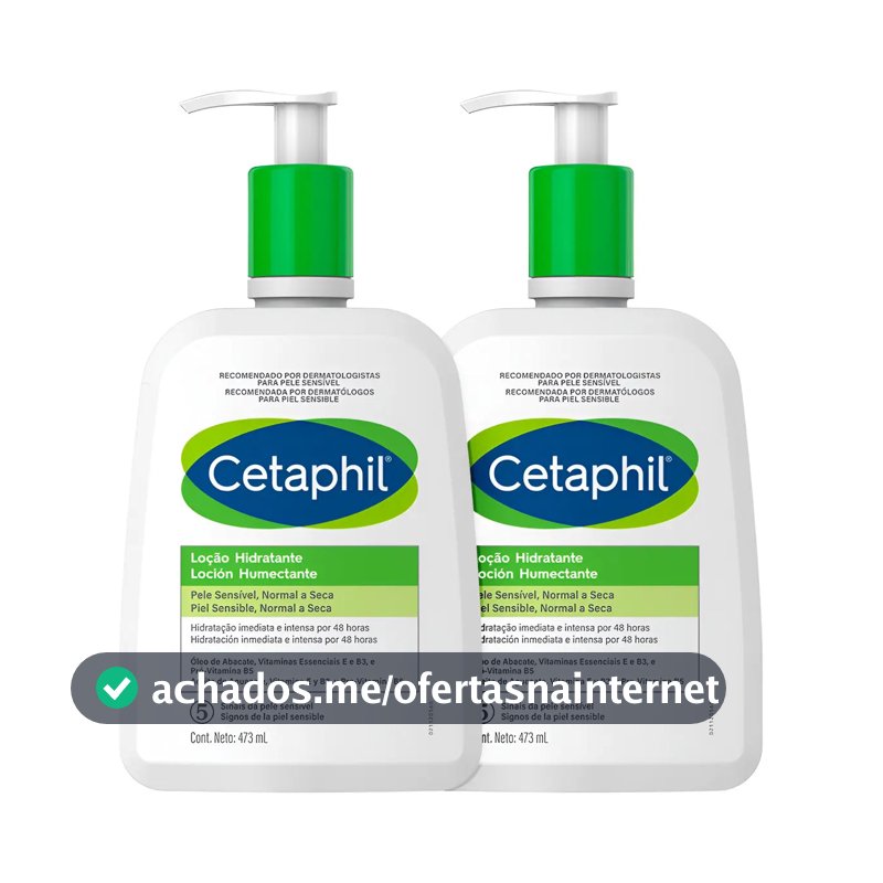 Emulsão Cetaphil Kit Cetaphil Loção Hidratante Corporal e Facial en dispensador 473mL neutra - kit x 2 unidades