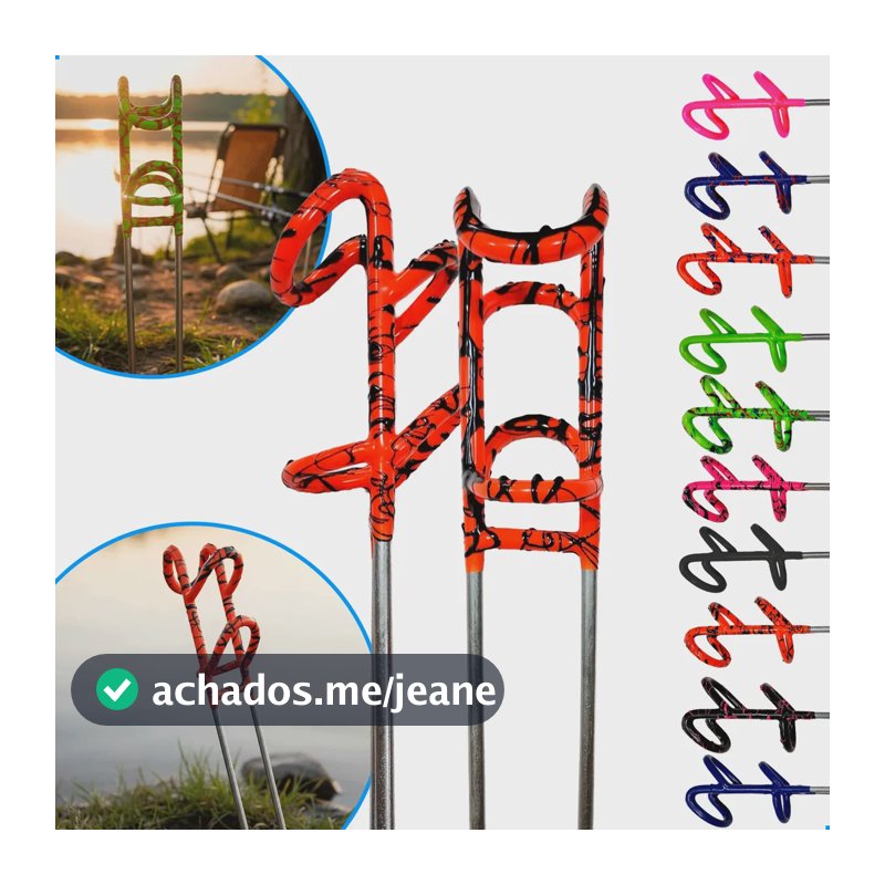 Suporte Vara Pesca Emborrachado Reforçado 36cm Apoio Premium Vermelho/azul