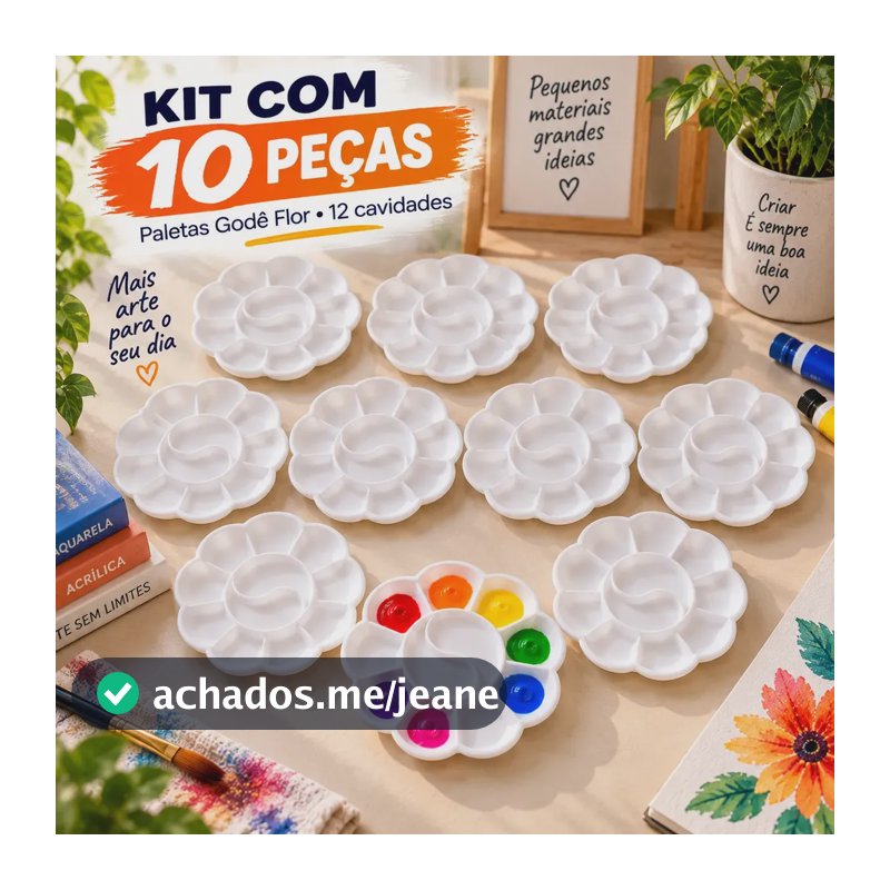 Kit 10 Paletas Godê Flor Maribel para Aquarela e Tinta Acrílica
