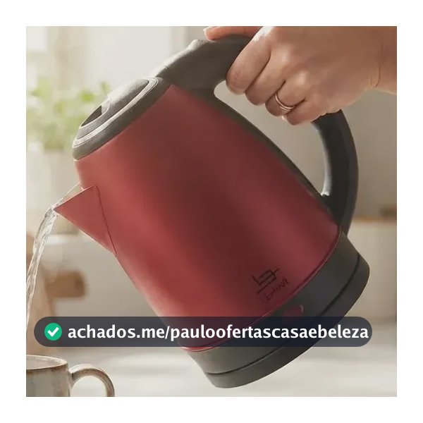 Chaleira Elétrica Inox 1,8l 1500w Base 360° Vermelha Lehavi