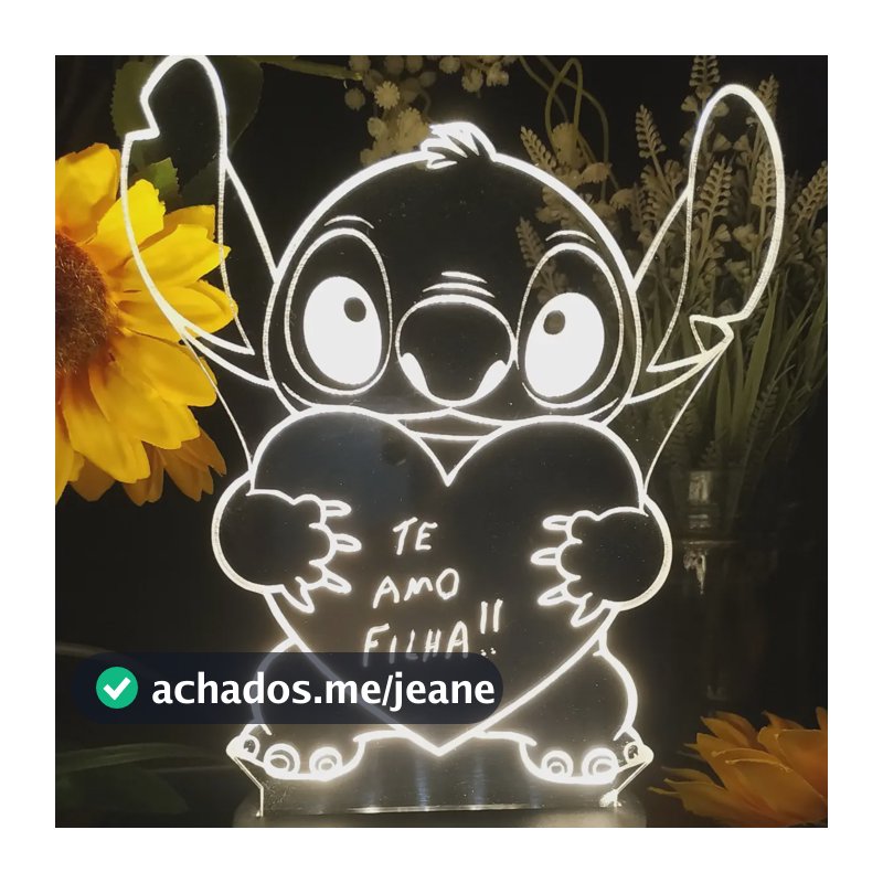 Presente Luminária P/ Decoração Infantil Desenho Stitch 20cm