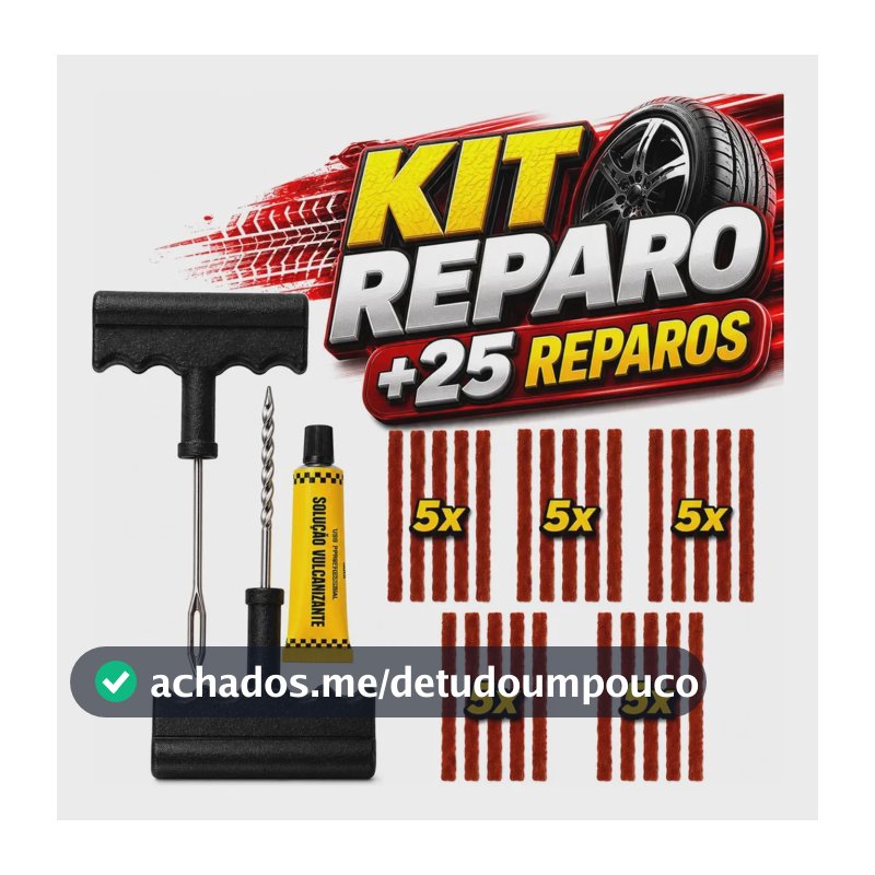Kit Reparo Pneus 25 Remendo Macarrão Carro Moto Sem Câmara