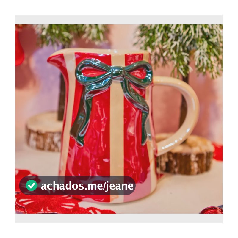 Jarra Laço De Natal Cerâmica Tuut Branco