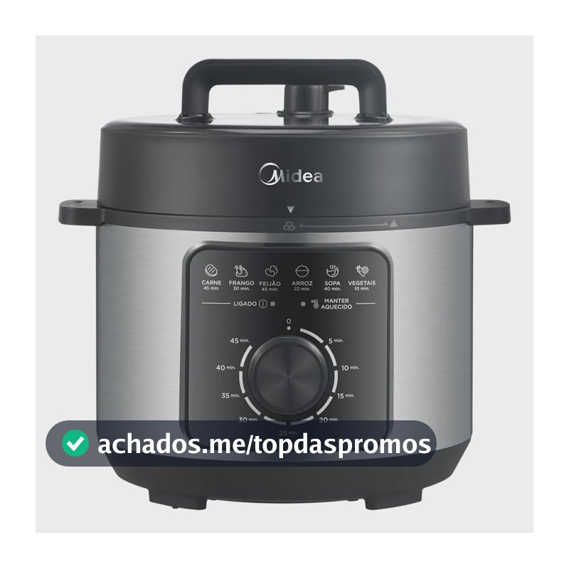 Panela Elétrica Mecânica Pressão 4l Preta E Inox Midea