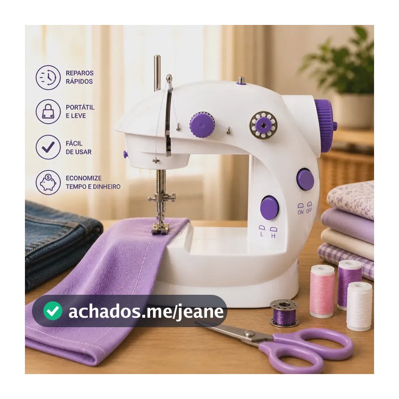 Mini Máquina De Costura Elétrica Portátil Compacta Com Pedal Para Uso Doméstico Reta Evolufix Branco 127/220