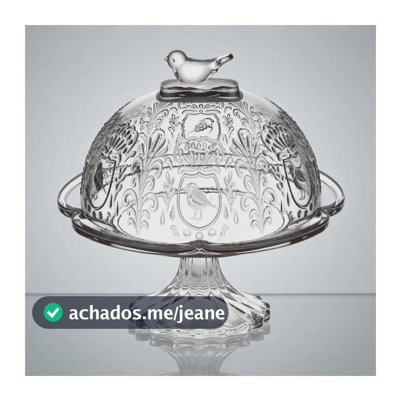 Boleira  Com Pé Tampa Canary Cristal 19,8xa22,4cm Lhermitage Prata