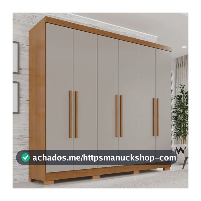 Guarda-roupa Casal 6 Portas 2 Gavetas França Espresso Móveis cor cinamomo off-white