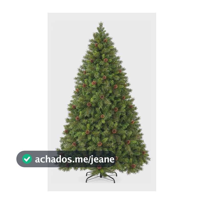 Árvore De Natal Pinheiro 210cm 970 Galhos Cheia Com Pinhas Verde
