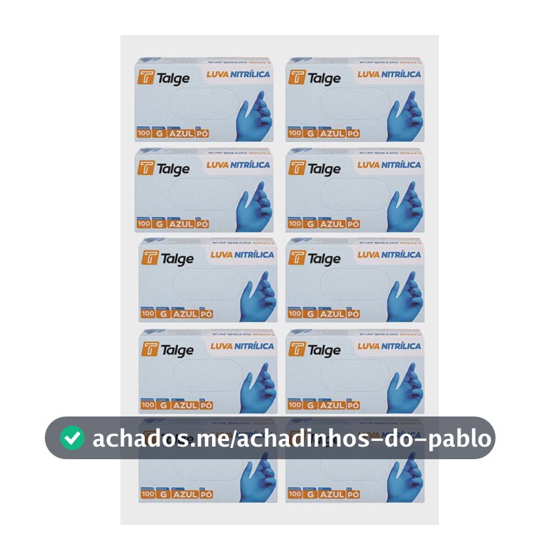 Luva Nitrílica Antiderrapante Talge Azul Tamanho P Kit 10x100 Hipoalergênica