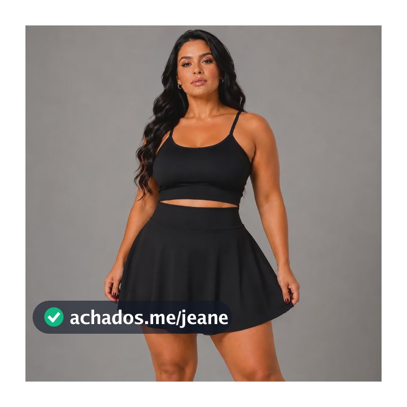 Conjunto Esportivo Plus Size Short Saia E Top Zumba Academia Preto G1