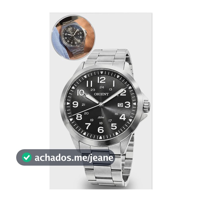 Relógio Orient Masculino Prata Fundo Preto Analógico Aço Inoxidável Prova D'agua 50m Original