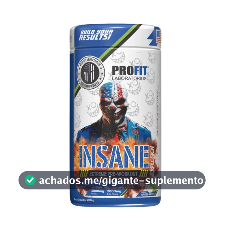 Pré Treino Insane Explosion Extreme Pré Workout 200g - Profit Sabor Maçã Verde Com Arginina Taurina Tirosina Coenzima Q10 Fostatidilserina Picolinato De Cromo Cafeína
