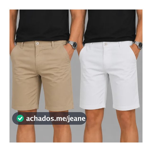Kit 2 Bermudas Premium Masculinas Chino Sarja Social Algodão