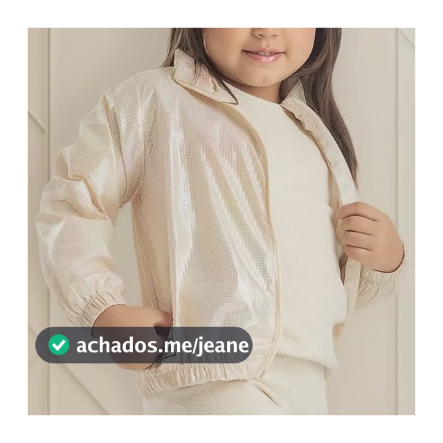 Jaqueta Corta Vento Infantil Menina Holográfico Com Zíper