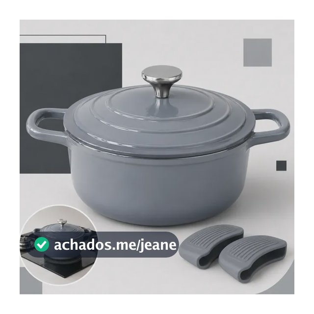 Caçarola Panela Cerâmica Indução 24cm Ferro Fundido 4,7l Cinza