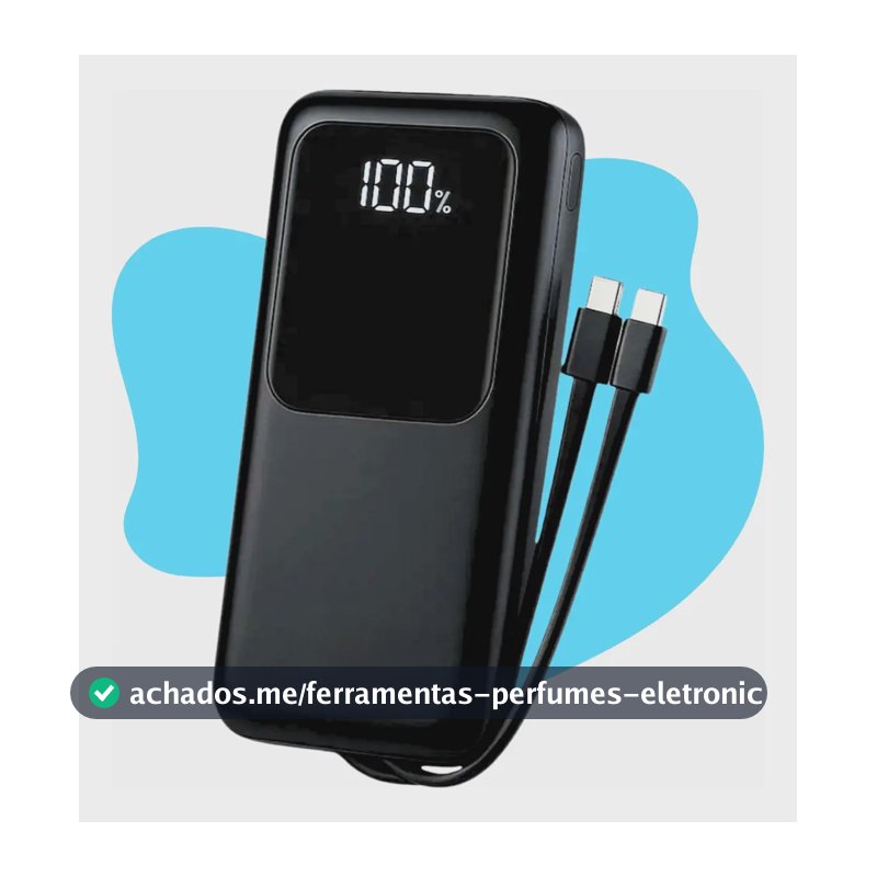 Carregador Portátil 20000 Turbo 22.5w Power Bank Premium Universal Rápido Voo Transporte Aéreo Para Samsung iPhone Xiaomi Motorola Celular Smartwatch Tablet Casenn Preto