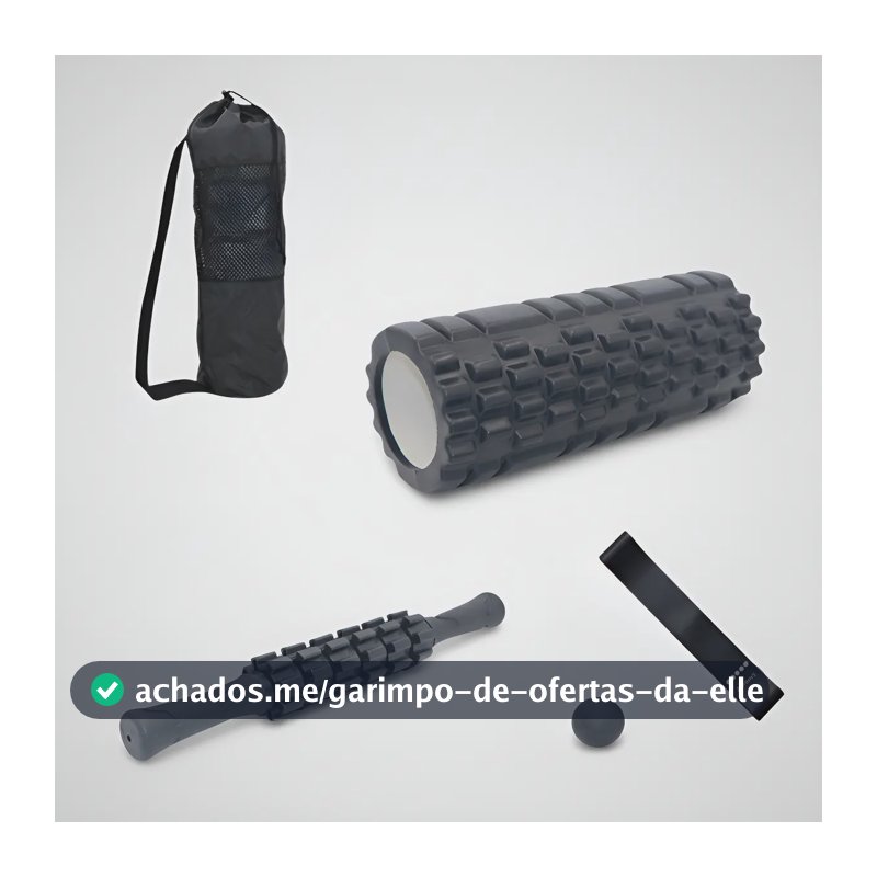 Kit Rolo Bastão Liberacão Soltura Miofascial Massagem Cross Preto