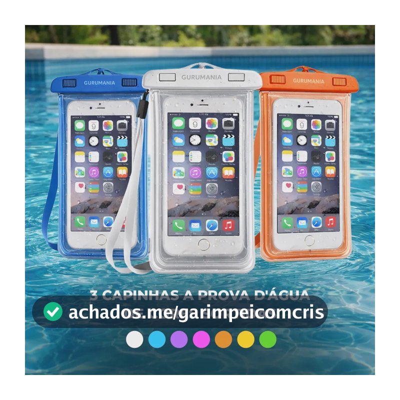 Kit 3 Capa Prova Dagua Celular Cores Sortidas Capinha Impermeável Universal Gurumania