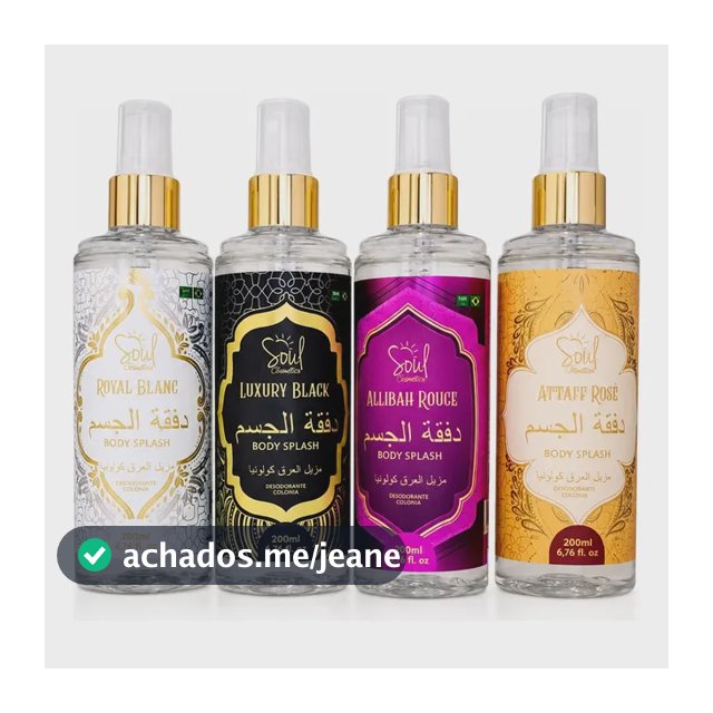 Kit Com 4 Body Splash Arabe Deocolonia Perfume Desodorante Corporal Soul Allibah Rouge Luxury Black Attaff Rose Royal Blanc 200ml