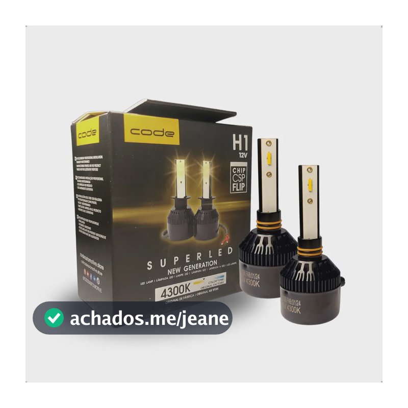 Par Super Led Tech One 4300k 12v  H1 H3 H7 H11 H27 Hb3 Hb4  H1 4300k Amarela