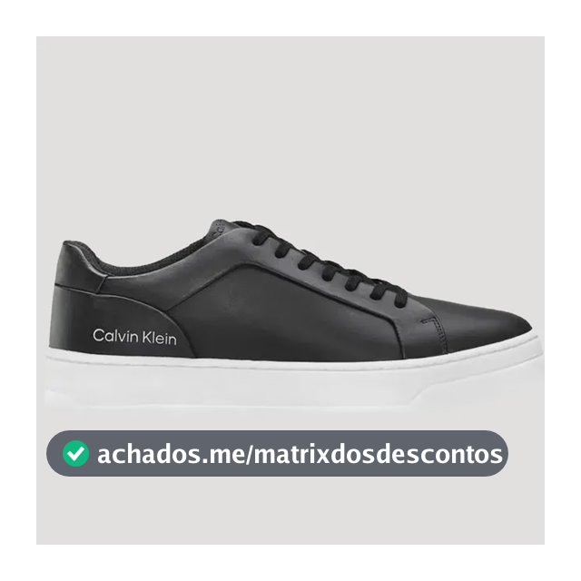 Tênis Calvin Klein Masculino Couro Casual Confort Preto
