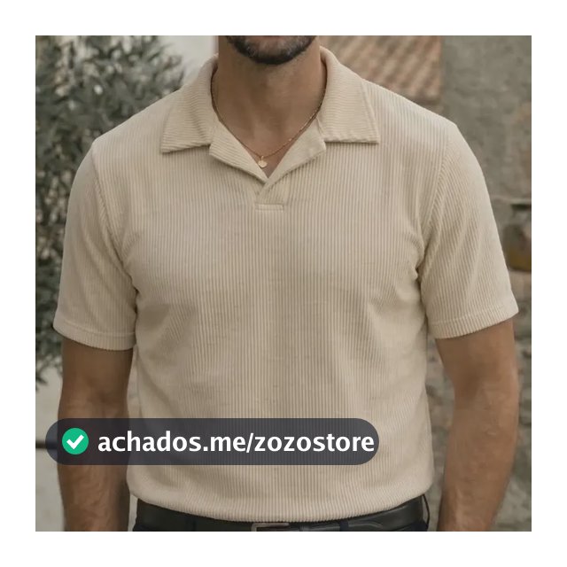 Camisa Camiseta Polo Masculina Texturizada Sem Botão