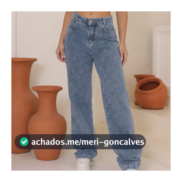 Calça Jeans Feminina Wide Leg Cintura Alta Pantalona