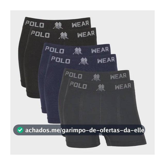 Kit 6 Cuecas Boxer Microfibra Polo Wear Sem Costura Original