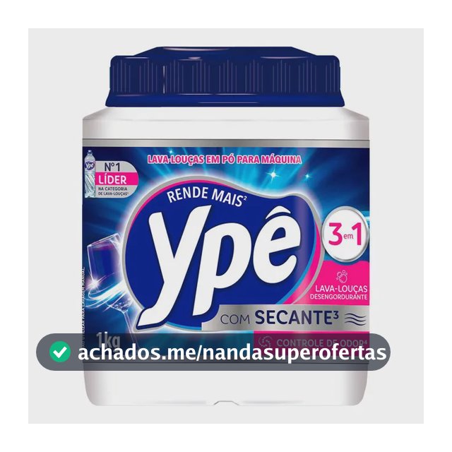 Detergente Lava Louças em Pó para Máquina Ypê 1Kg 3em1 Com Secante