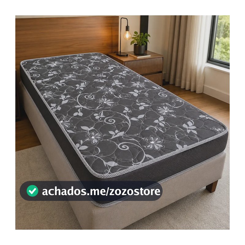 Colchão De Solteiro 188x88x12 D20 Espuma Firme E Resistente Alojamento Casa Dormitório Cor Preto