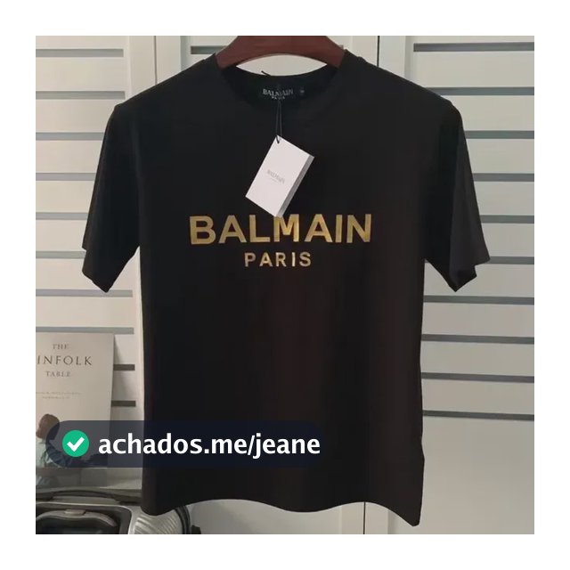 Camisetas Balmain De Manga Curta, Letra Dourada, Algodão