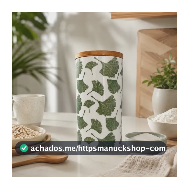 Pote Hermético Cerâmica Folhagem Cozinha Organizada 1,5l