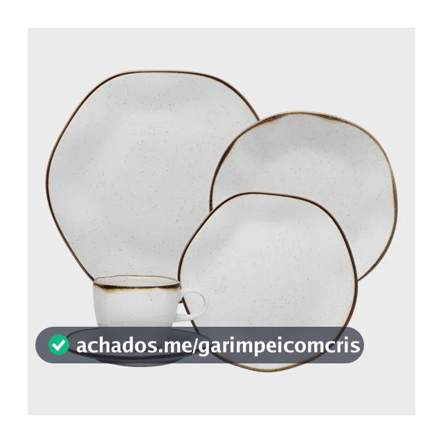 Aparelho De Jantar 30 Peças Ryo Maresia Oxford Porcelana Off White e Marrom