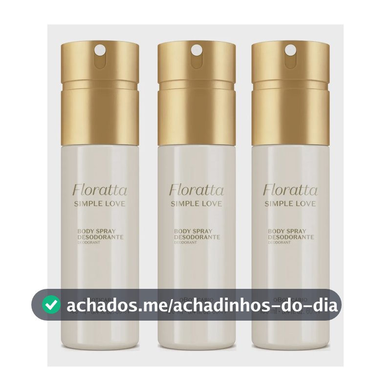 Combo Body Spray Floratta Simple Love 100ml Kit com 3 Unidades