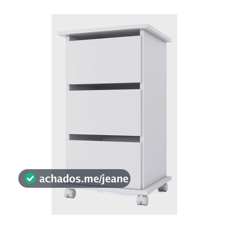 Gaveteiro Carrinho Auxiliar Organizador 62cm 3 Gavetas Cor Branco