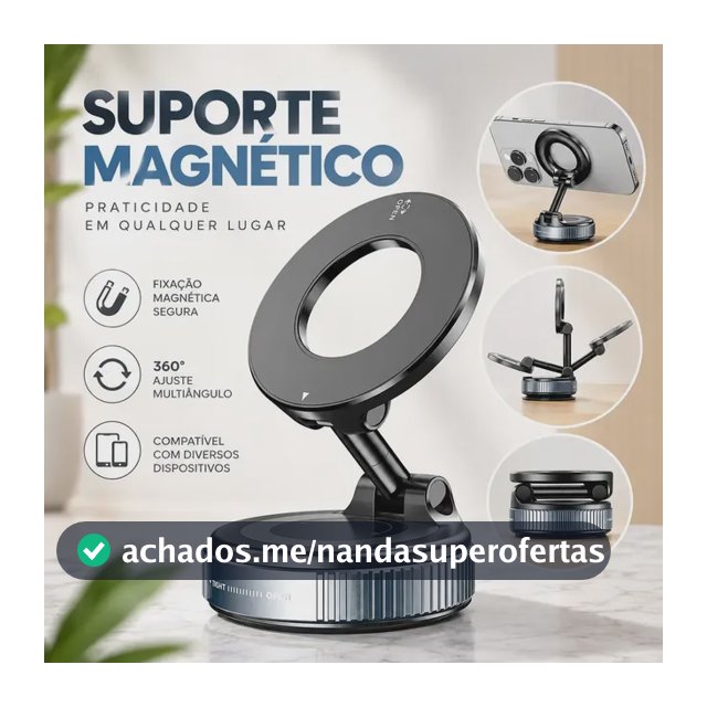 Suporte Magnético Para Celular Com Ventosa De Vácuo Ajustável 360° Universal Para Carro Painel Vidro Mesa E Superfícies Com Fixação Forte Para Smartphone E Uso Veicular E Ajuste Prático - Swave