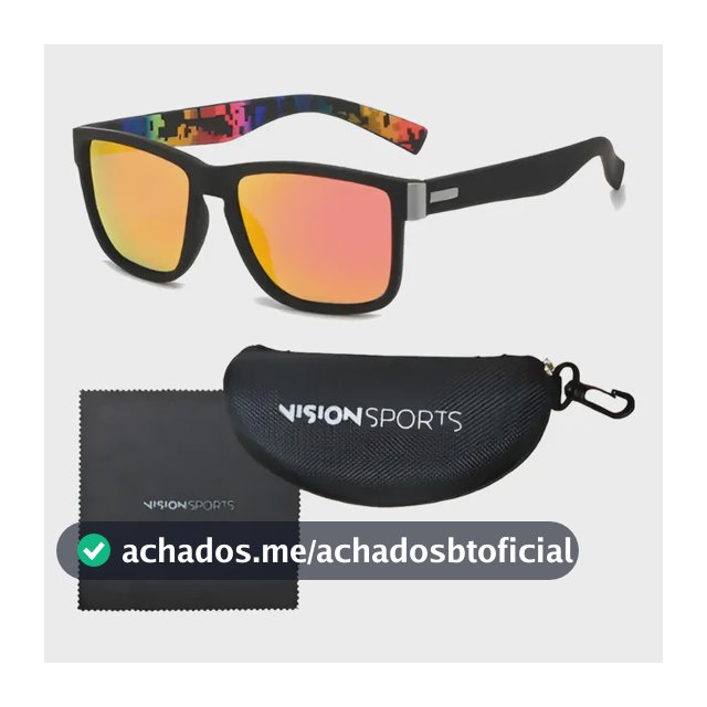 Óculos De Sol Beach Tennis Polarizado Vintage Vision Sports Vermelho Espelhado Preto