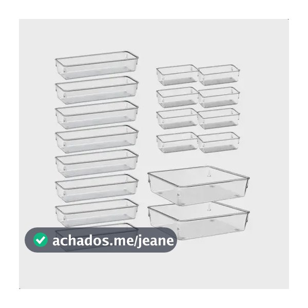 Kit 18 Organizador Multiuso Modular Gavetas Acrilico Retangular
