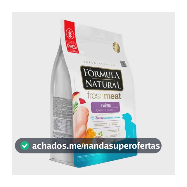 Ração Seca Fórmula Natural Cães Filhotes Médios 12kg Carne Fresca