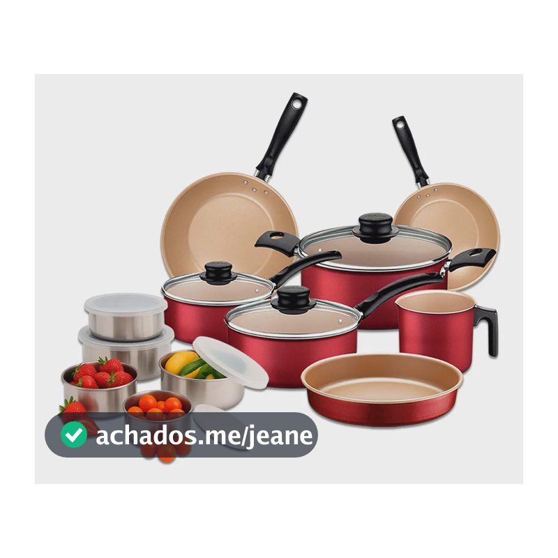 Jogo De Panelas Tramontina Turim 12pçs C/ Kit Tigelas Inox Vermelho