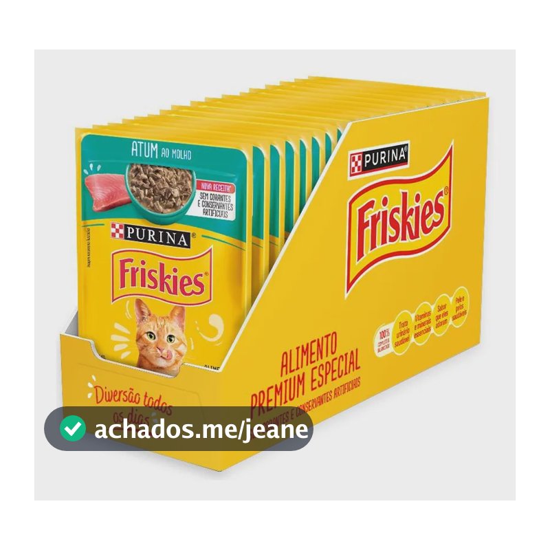 Ração Úmida Sachê Purina Friskies para Gatos Adultos Atum ao molho 85g - com 15 unidades
