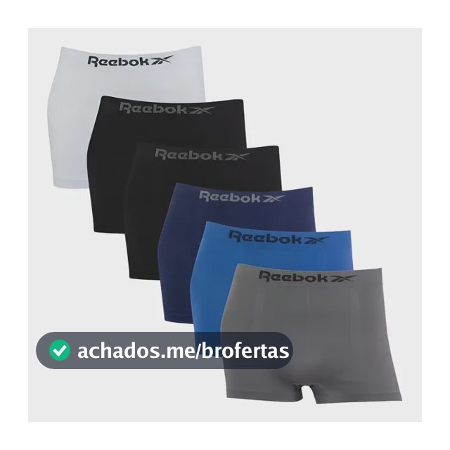 Kit 6 Cuecas Boxer Classic Reebok Microfibra Luxo Original