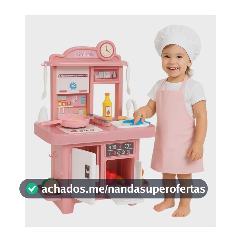 Cozinha Infantil Completa Com Luz Som E Musica Sai Água Rosa